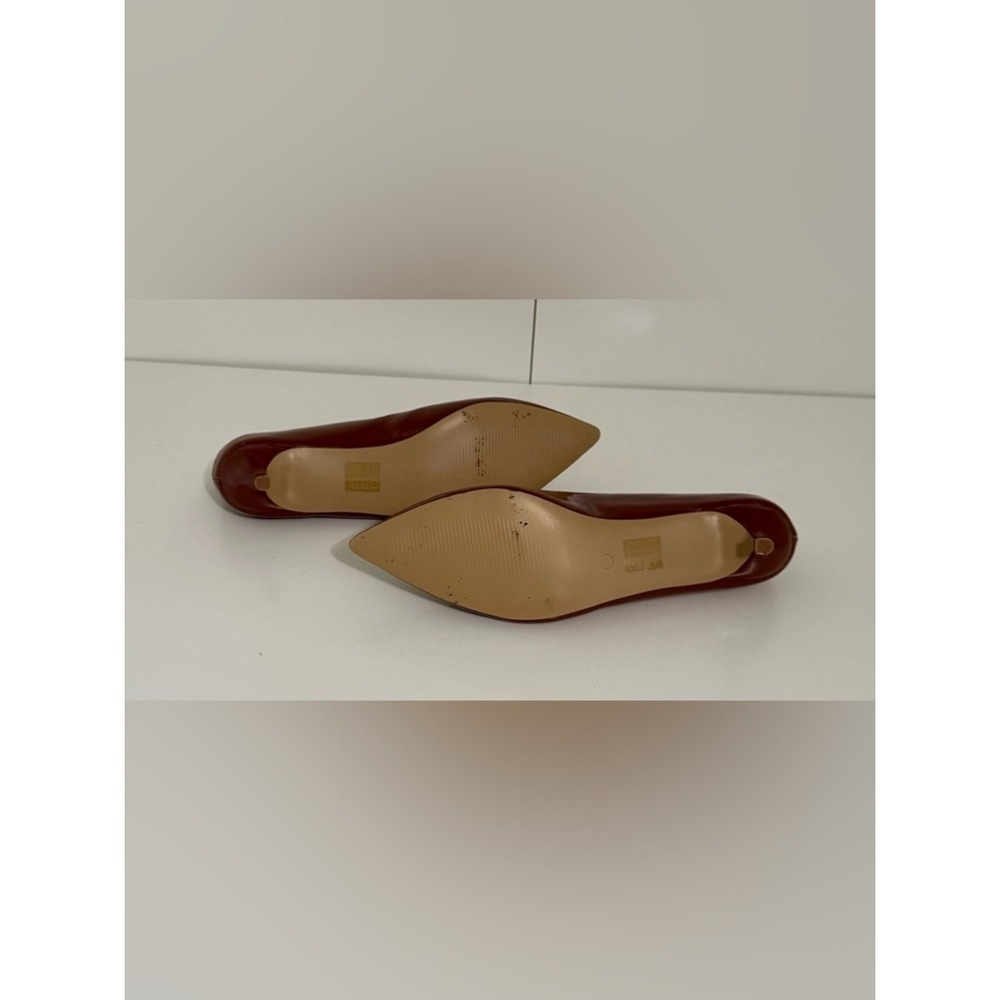 Journee Collection Rumi Women Brown Patent Pointed Toe Kitten Heel Pumps Size 11 - Picture 12 of 12